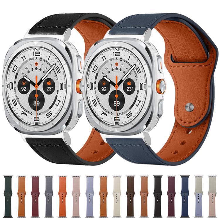 xDfind Rivet Buckle Genuine Leather Watch Band, For Galaxy Watch Ultra2 2026 / 2025 / 1 2024, For Galaxy Watch9 / 8 / 8 Classic
