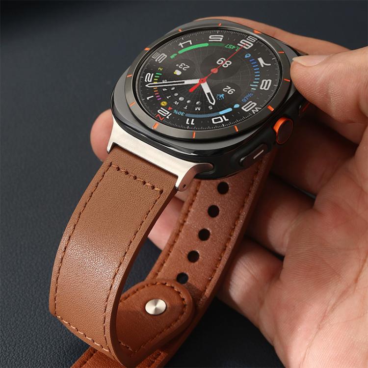 xDfind Rivet Buckle Genuine Leather Watch Band, For Galaxy Watch Ultra2 2026 / 2025 / 1 2024, For Galaxy Watch9 / 8 / 8 Classic