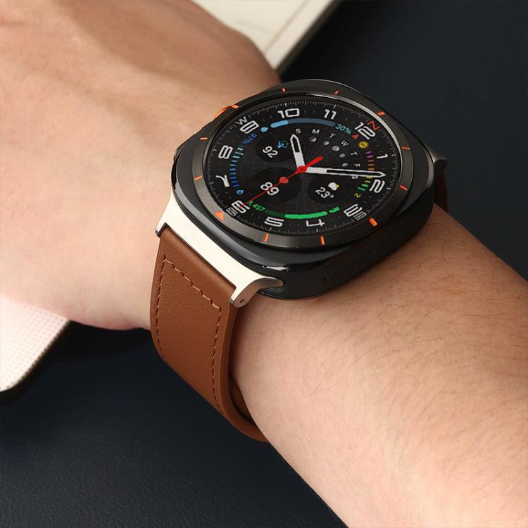 xDfind Rivet Buckle Genuine Leather Watch Band, For Galaxy Watch Ultra2 2026 / 2025 / 1 2024, For Galaxy Watch9 / 8 / 8 Classic