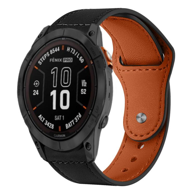 xDfind Rivet Buckle Genuine Leather Watch Band, For Garmin Fenix 8/7X/6X/5X 26mm