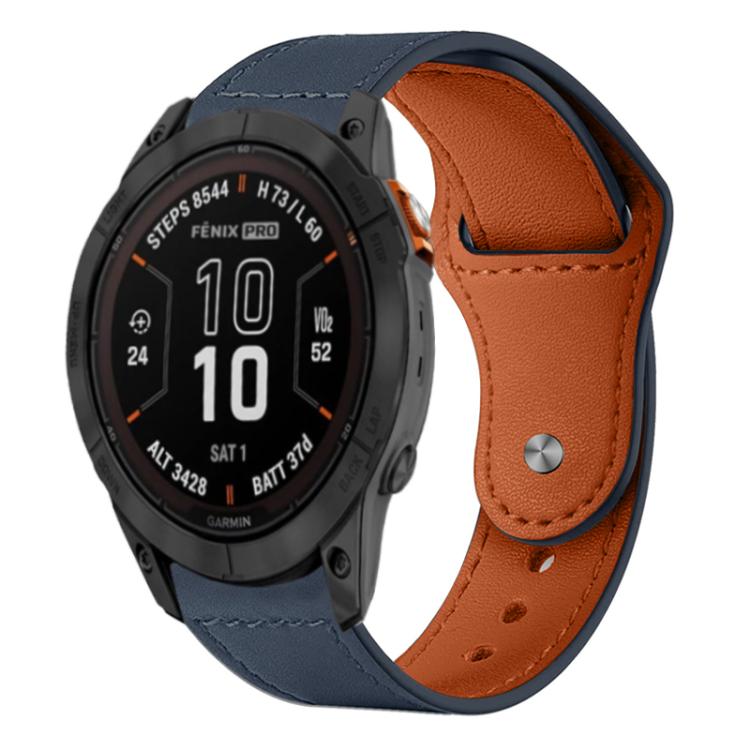 xDfind Rivet Buckle Genuine Leather Watch Band, For Garmin Fenix 8/7X/6X/5X 26mm