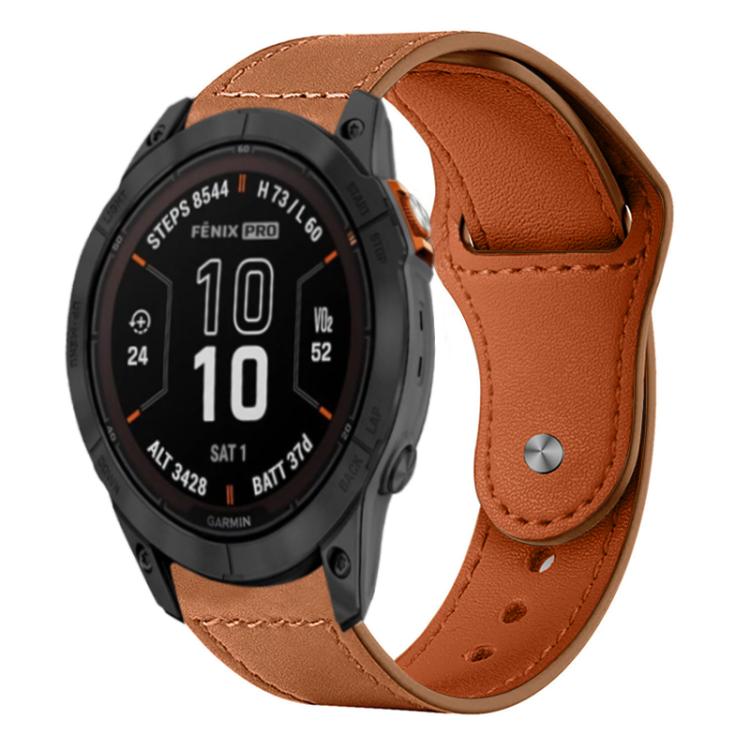 xDfind Rivet Buckle Genuine Leather Watch Band, For Garmin Fenix 8/7X/6X/5X 26mm