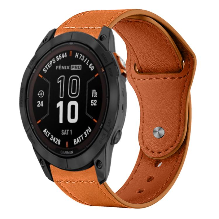 xDfind Rivet Buckle Genuine Leather Watch Band, For Garmin Fenix 8/7X/6X/5X 26mm