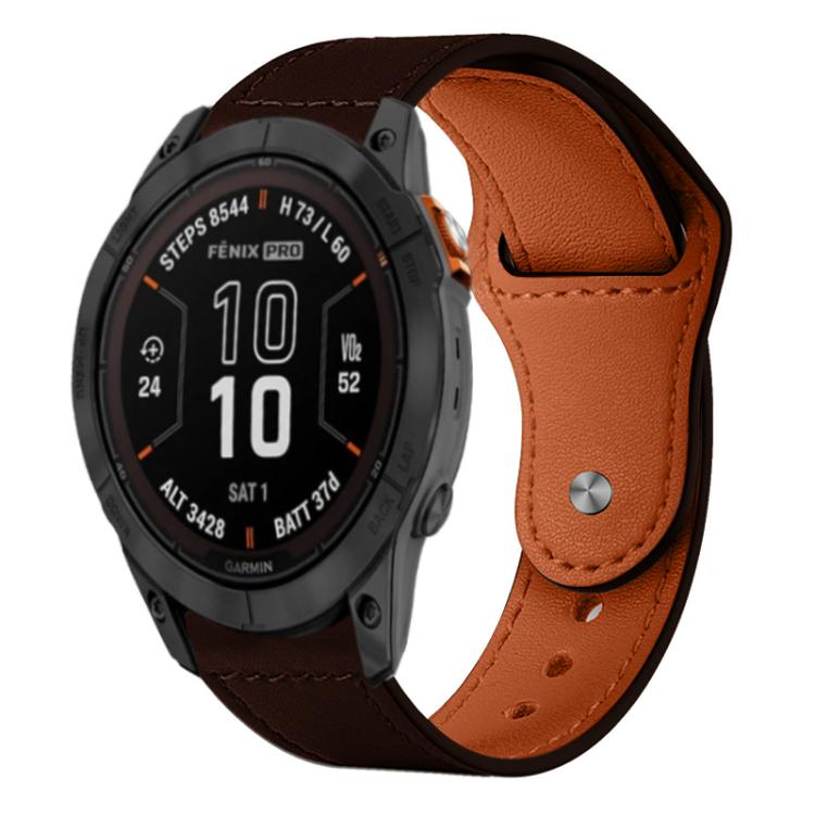 xDfind Rivet Buckle Genuine Leather Watch Band, For Garmin Fenix 8/7X/6X/5X 26mm
