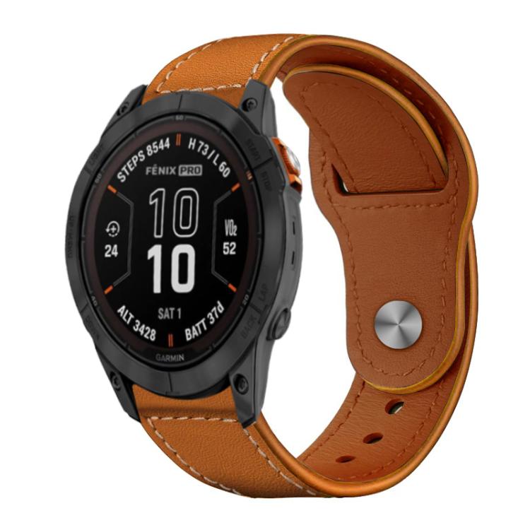 xDfind Rivet Buckle Genuine Leather Watch Band, For Garmin Fenix 8/7X/6X/5X 26mm