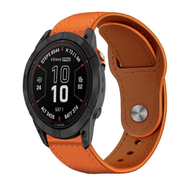 xDfind Rivet Buckle Genuine Leather Watch Band, For Garmin Fenix 8/7X/6X/5X 26mm