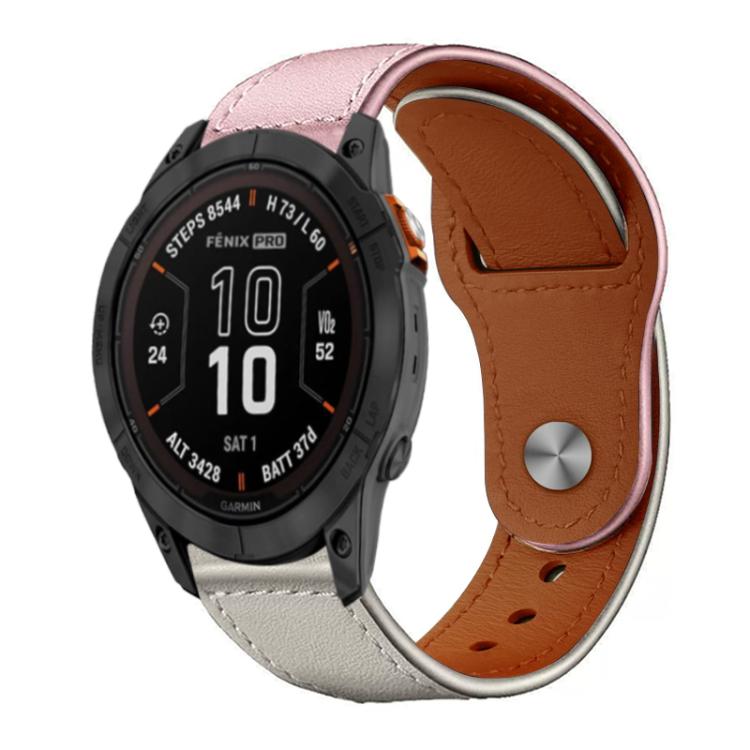 xDfind Rivet Buckle Genuine Leather Watch Band, For Garmin Fenix 8/7X/6X/5X 26mm