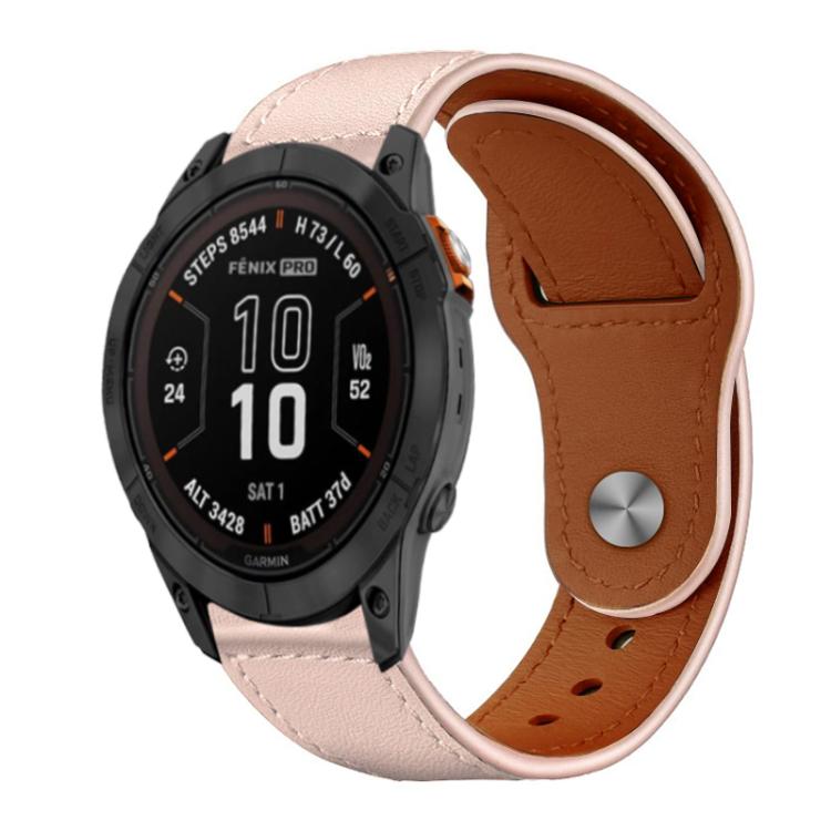 xDfind Rivet Buckle Genuine Leather Watch Band, For Garmin Fenix 8/7X/6X/5X 26mm