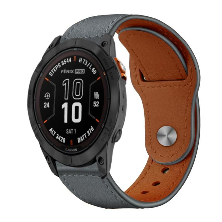 xDfind Rivet Buckle Genuine Leather Watch Band, For Garmin Fenix 8/7X/6X/5X 26mm