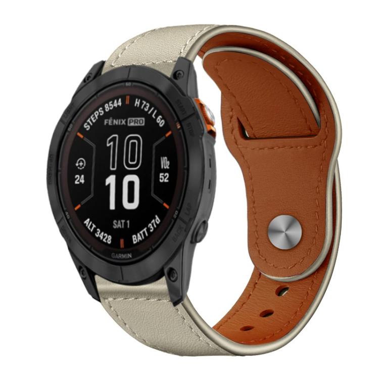 xDfind Rivet Buckle Genuine Leather Watch Band, For Garmin Fenix 8/7X/6X/5X 26mm