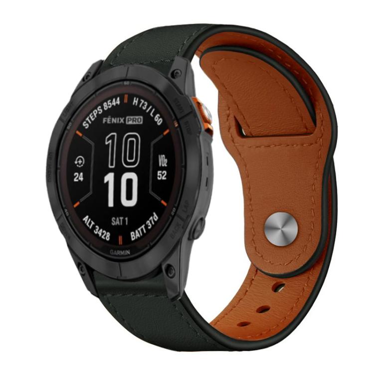 xDfind Rivet Buckle Genuine Leather Watch Band, For Garmin Fenix 8/7X/6X/5X 26mm