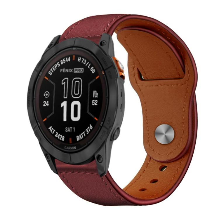 xDfind Rivet Buckle Genuine Leather Watch Band, For Garmin Fenix 8/7X/6X/5X 26mm