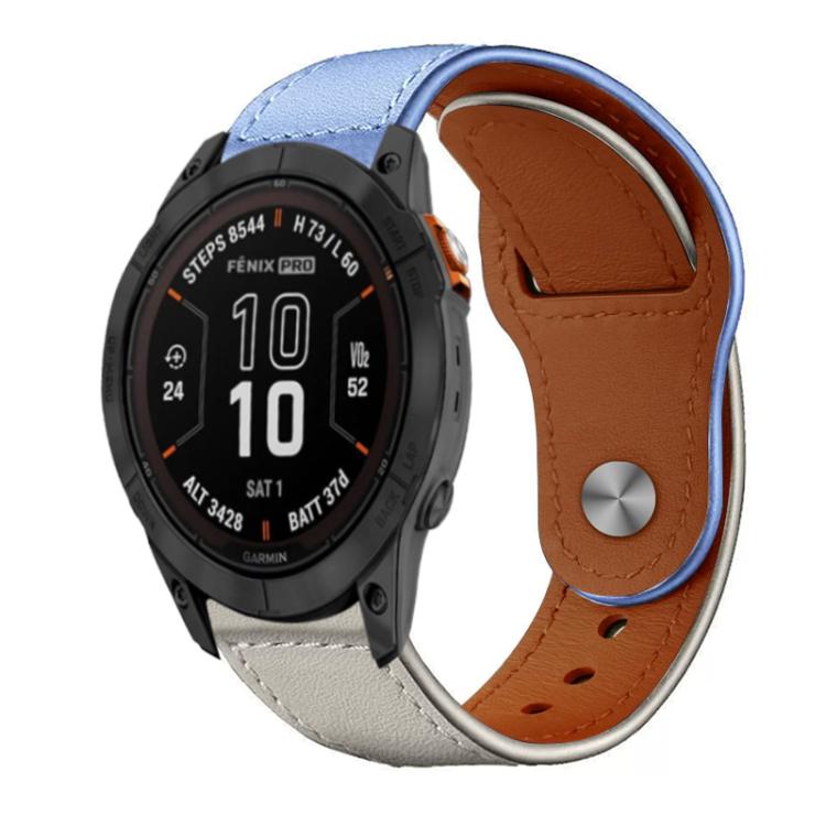 xDfind Rivet Buckle Genuine Leather Watch Band, For Garmin Fenix 8/7X/6X/5X 26mm
