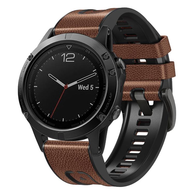 xDfind Leather Skin Silicone Quick Release Watch Band, For Garmin 26mm, For Garmin 22mm