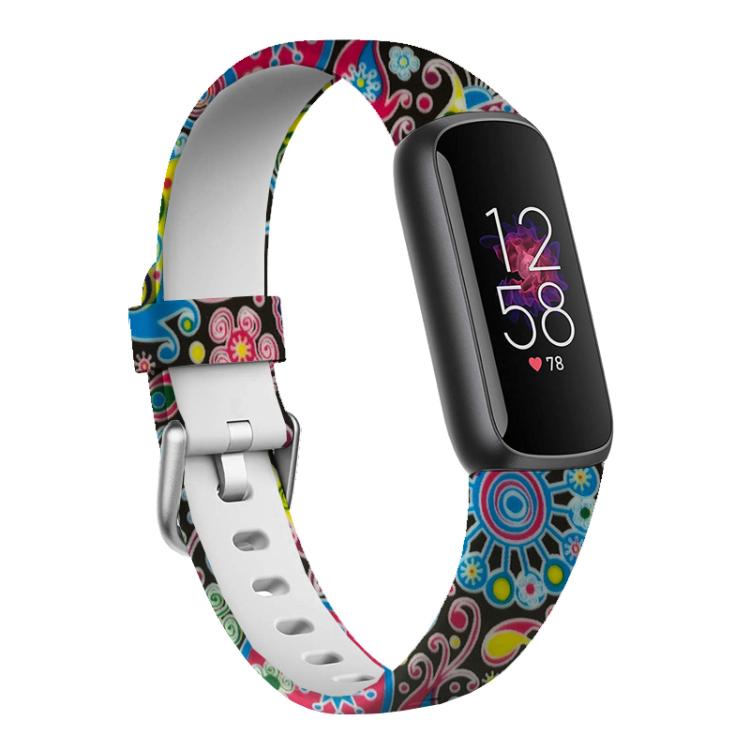 xDfind Silver Buckle Painting Silicone Watch Band For Fitbit Luxe, S, L