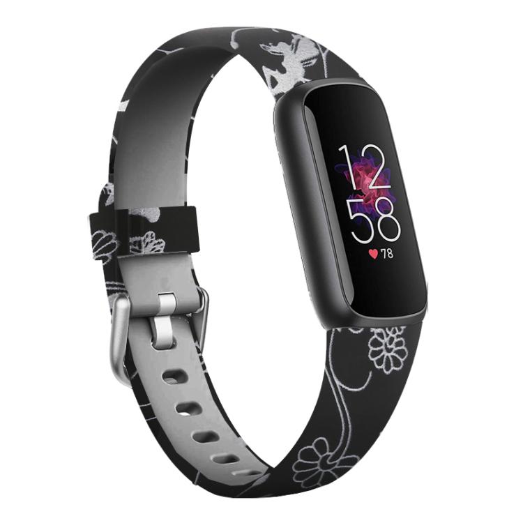xDfind Silver Buckle Painting Silicone Watch Band For Fitbit Luxe, S, L
