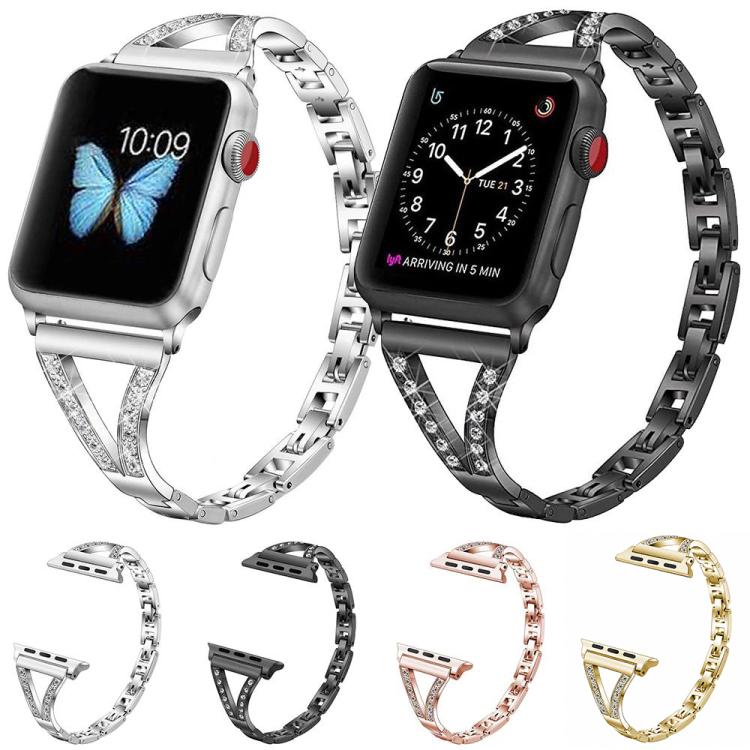 xDfind Herringbone Diamond Stainless Steel Watch Band, For Apple Watch 42 / 44 / 45 / 46 / 49mm, For Apple Watch 38 / 40 / 41 / S10 42mm