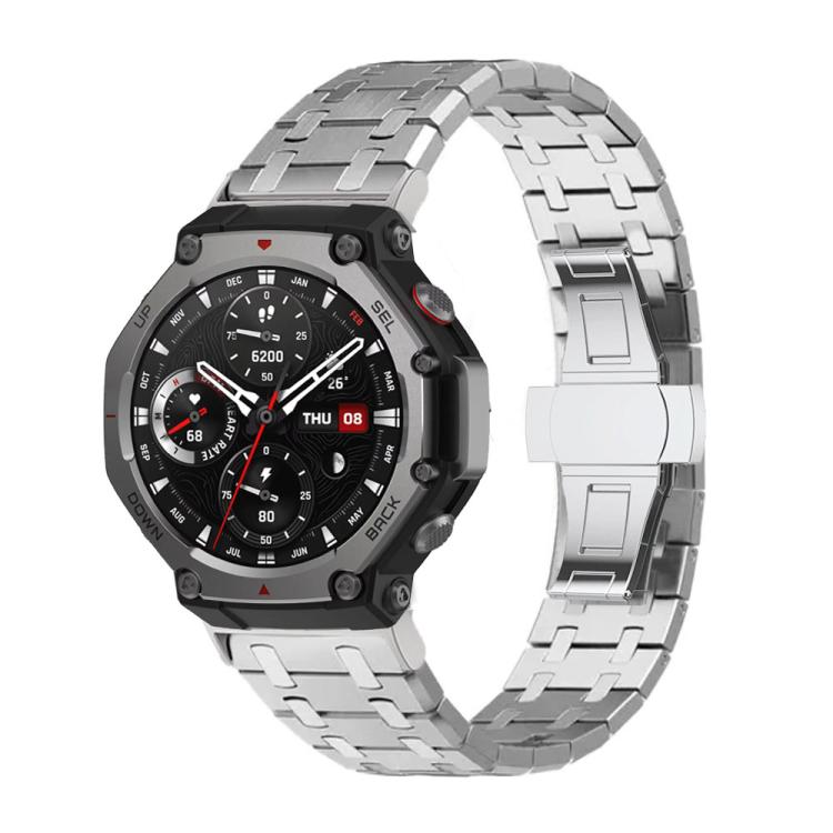 Butterfly Buckle Stainless Steel Watch Band, For  Amazfit T-Rex 3, For  Amazfit T-Rex 2, For Amazfit T-Rex Pro