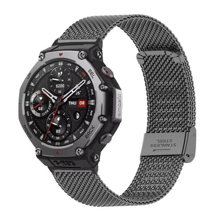 Fine Mesh Buckle Stainless Steel Watch Band, For Amazfit T-Rex Pro