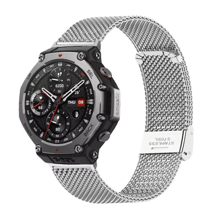 Fine Mesh Buckle Stainless Steel Watch Band, For Amazfit T-Rex Pro