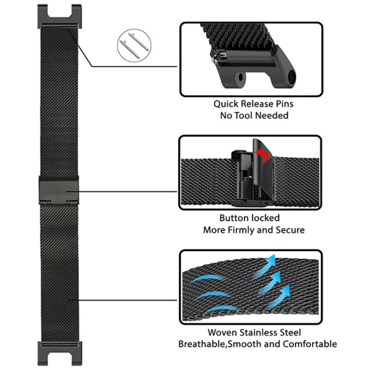 Fine Mesh Buckle Stainless Steel Watch Band, For Amazfit T-Rex Pro