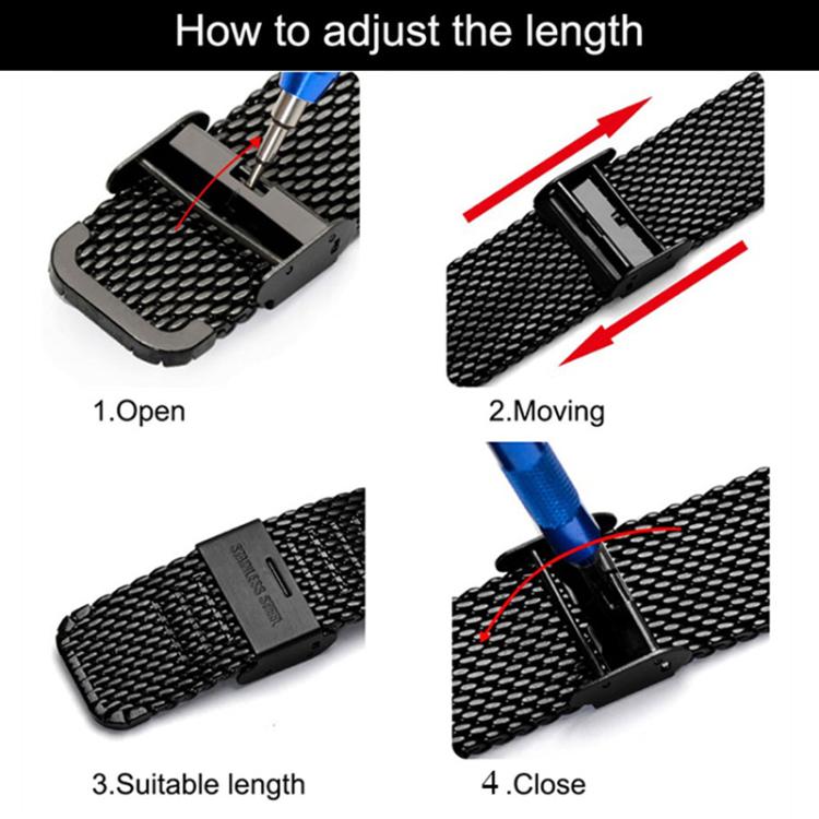 Fine Mesh Buckle Stainless Steel Watch Band, For Amazfit T-Rex Pro