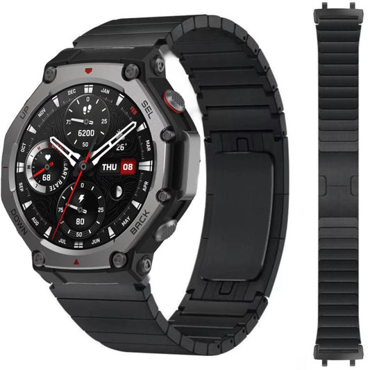 One Beads Side Detachable Stainless Steel Watch Band, For  Amazfit T-Rex 3, For  Amazfit T-Rex 2, For Amazfit T-Rex Pro