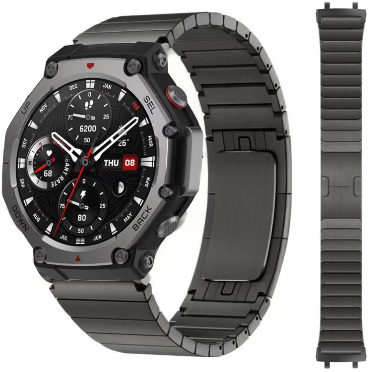 One Beads Side Detachable Stainless Steel Watch Band, For  Amazfit T-Rex 3, For  Amazfit T-Rex 2, For Amazfit T-Rex Pro