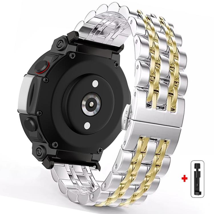 Seven Beads Butterfly Buckle Stainless Steel Watch Band, For  Amazfit T-Rex 3, For  Amazfit T-Rex 2, For Amazfit T-Rex Pro
