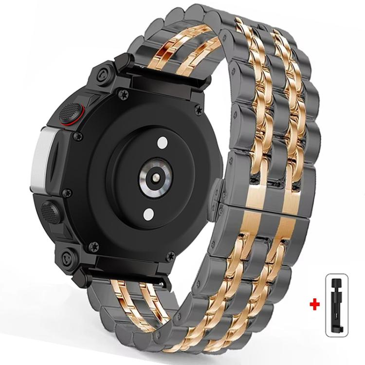 Seven Beads Butterfly Buckle Stainless Steel Watch Band, For  Amazfit T-Rex 3, For  Amazfit T-Rex 2, For Amazfit T-Rex Pro