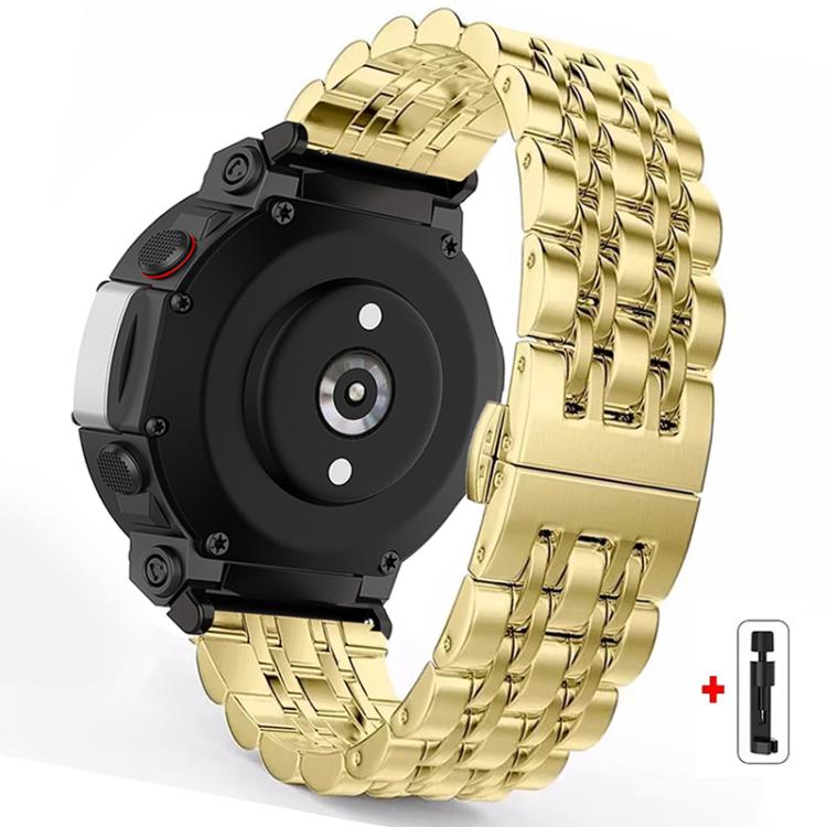 Seven Beads Butterfly Buckle Stainless Steel Watch Band, For  Amazfit T-Rex 3, For  Amazfit T-Rex 2, For Amazfit T-Rex Pro