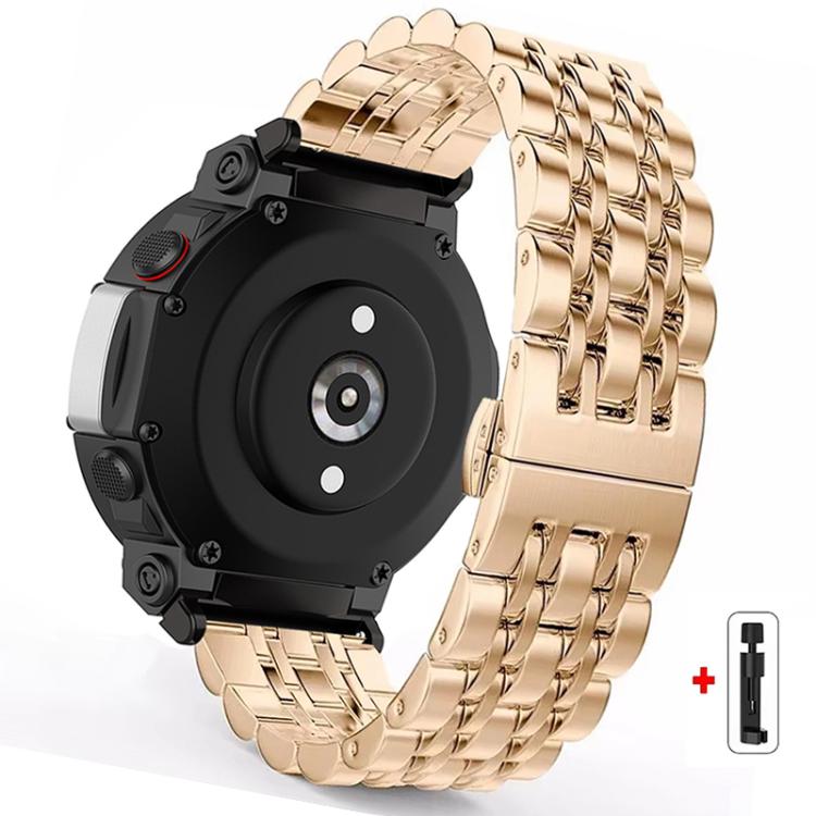 Seven Beads Butterfly Buckle Stainless Steel Watch Band, For  Amazfit T-Rex 3, For  Amazfit T-Rex 2, For Amazfit T-Rex Pro