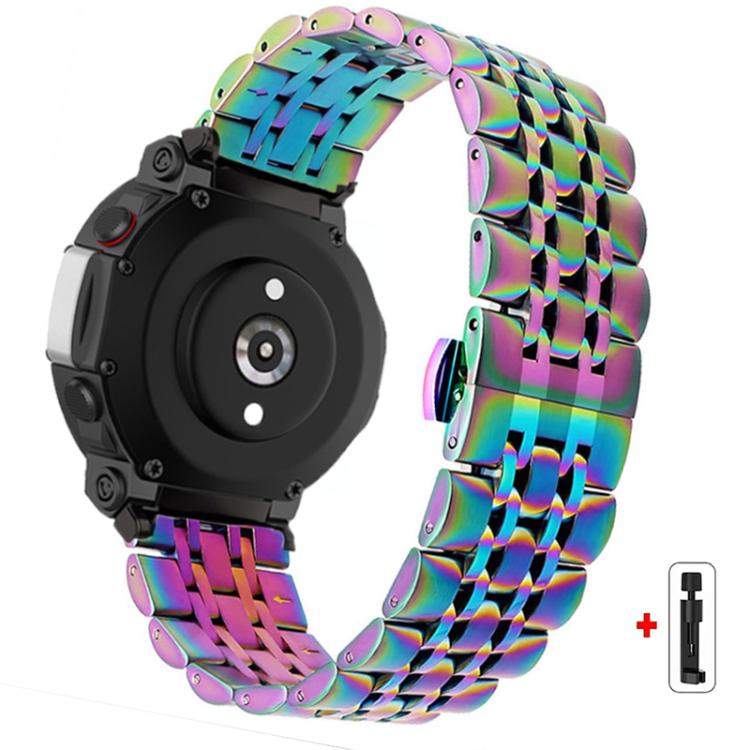 Seven Beads Butterfly Buckle Stainless Steel Watch Band, For  Amazfit T-Rex 3, For  Amazfit T-Rex 2, For Amazfit T-Rex Pro