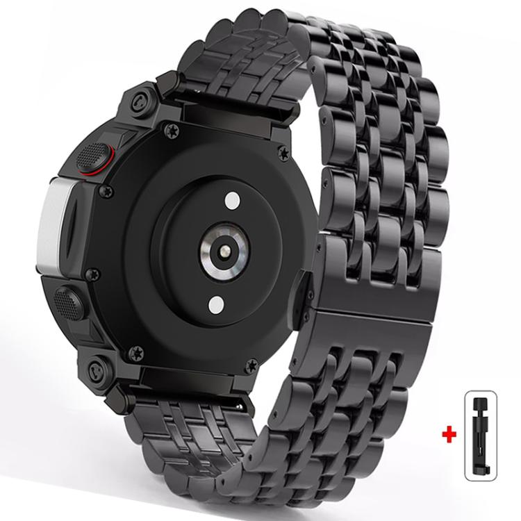 Seven Beads Butterfly Buckle Stainless Steel Watch Band, For  Amazfit T-Rex 3, For  Amazfit T-Rex 2, For Amazfit T-Rex Pro