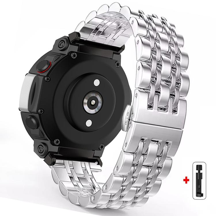 Seven Beads Butterfly Buckle Stainless Steel Watch Band, For  Amazfit T-Rex 3, For  Amazfit T-Rex 2, For Amazfit T-Rex Pro