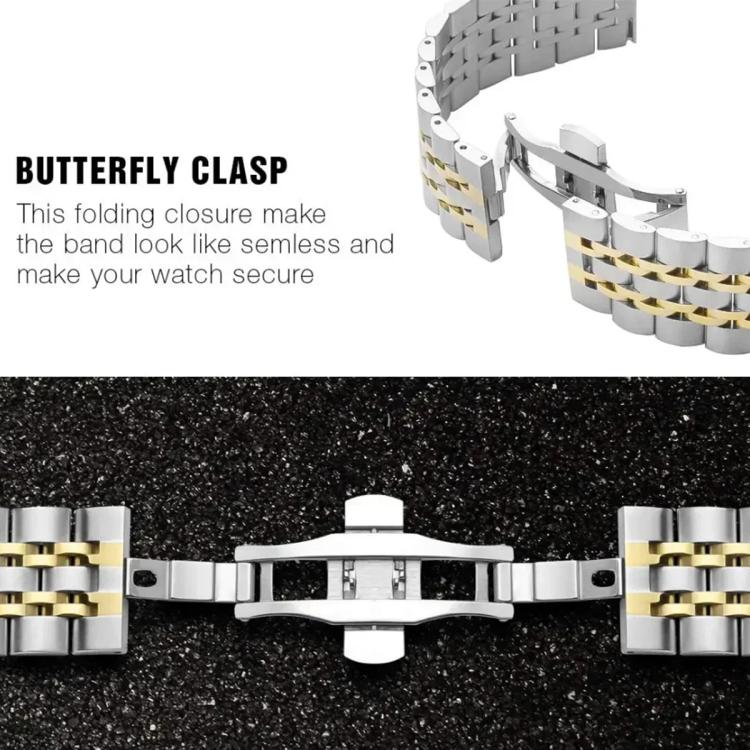 Seven Beads Butterfly Buckle Stainless Steel Watch Band, For  Amazfit T-Rex 3, For  Amazfit T-Rex 2, For Amazfit T-Rex Pro