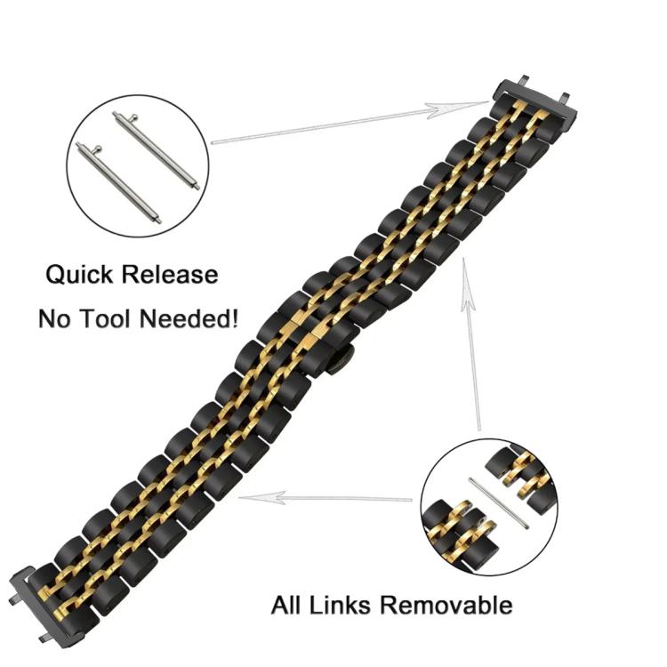 Seven Beads Butterfly Buckle Stainless Steel Watch Band, For  Amazfit T-Rex 3, For  Amazfit T-Rex 2, For Amazfit T-Rex Pro