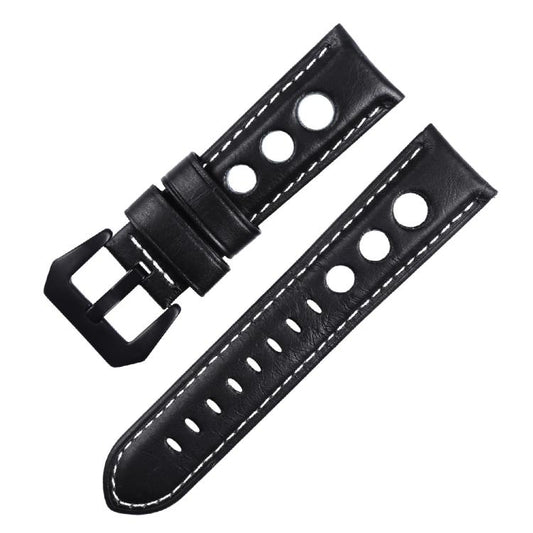 xDfind Three-hole Breathable Genuine Leather Watch Band, 20mm, 22mm, 24mm