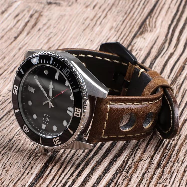 xDfind Three-hole Breathable Genuine Leather Watch Band, 20mm, 22mm, 24mm