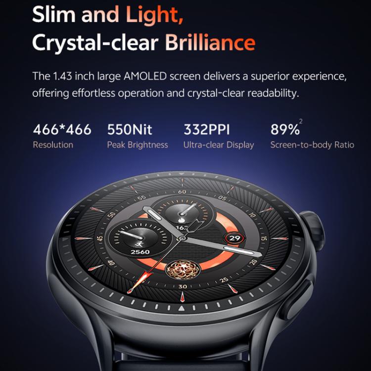 GTR3 1.43 inch AMOLED Screen Fitness Tracker Smart Watch Support Heart Rate Monitoring