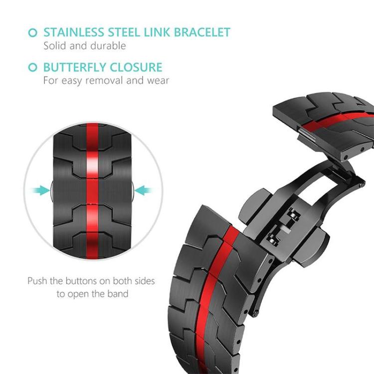 xDfind Butterfly Buckle Stainless Steel Watch Band, 22mm