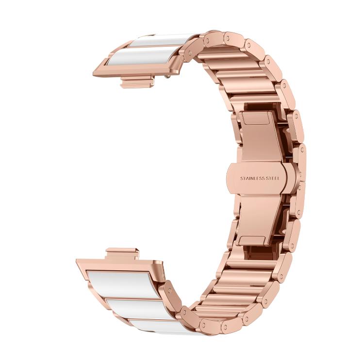 Ceramic White Butterfly Buckle Metal Watch Band, For Huawei Watch Fit4 / Fit4 Pro / Fit3, For Huawei Watch Fit 2, For Huawei Watch Fit
