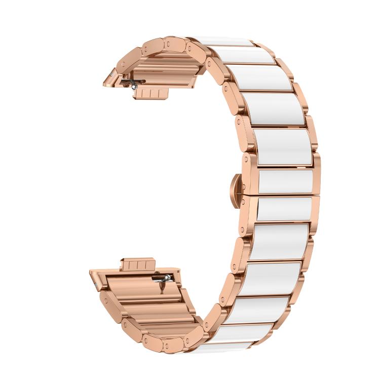 Ceramic White Butterfly Buckle Metal Watch Band, For Huawei Watch Fit4 / Fit4 Pro / Fit3, For Huawei Watch Fit 2, For Huawei Watch Fit