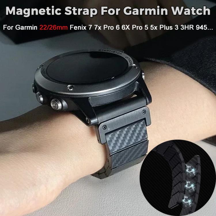 Carbon Fiber Magnetic Loop Watch Band, For Garmin 26mm, For Garmin 22mm