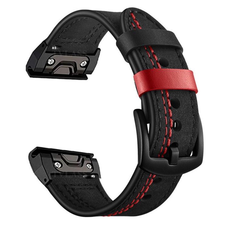 Seven-Line Leather Watch Band, For Garmin 26mm, For Garmin 22mm