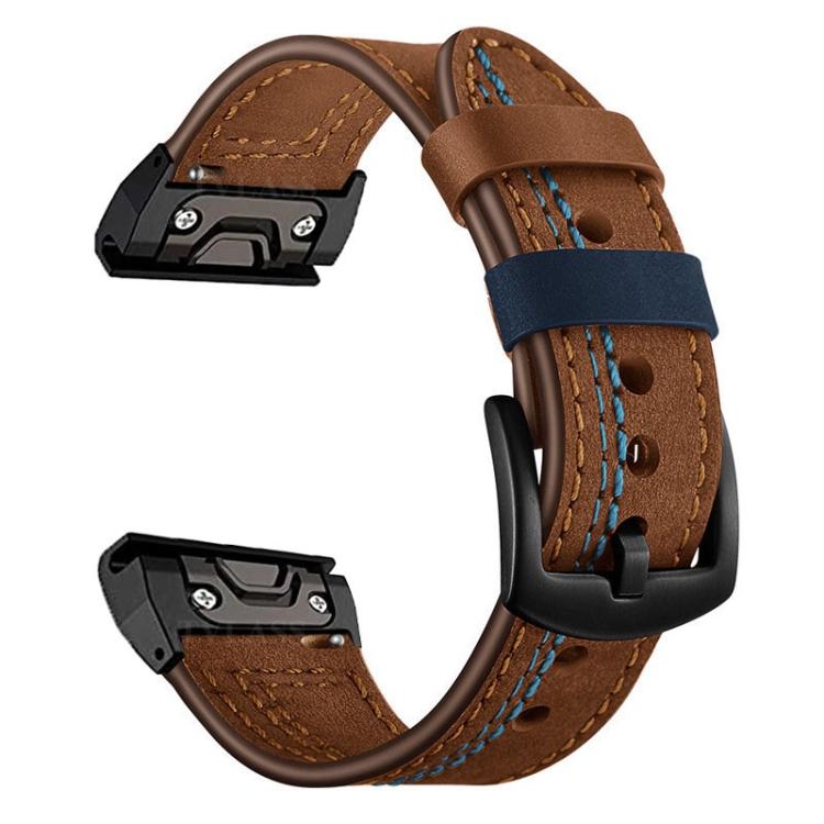 Seven-Line Leather Watch Band, For Garmin 26mm, For Garmin 22mm