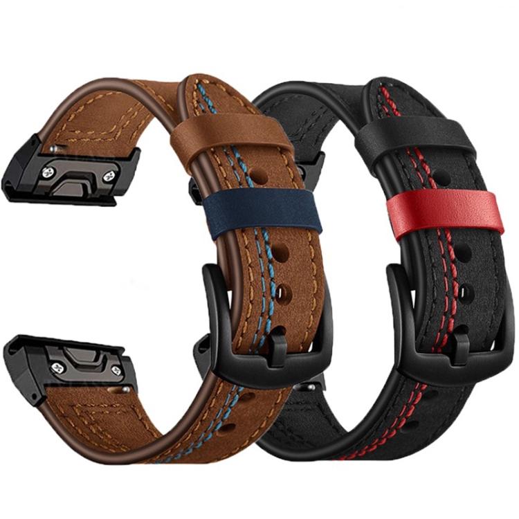 Seven-Line Leather Watch Band, For Garmin 26mm, For Garmin 22mm
