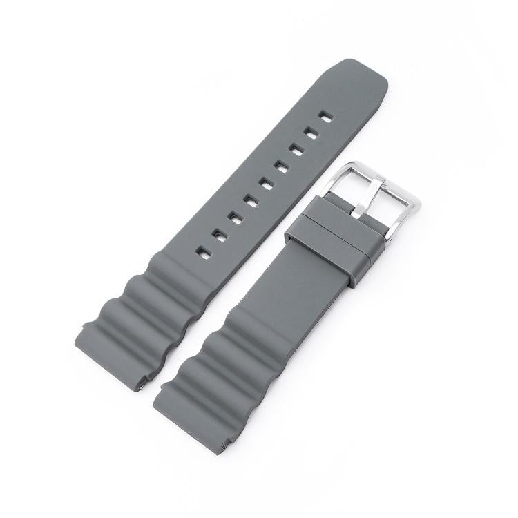 xDfind Silver Buckle Silicone Watch Band, 20mm, 22mm