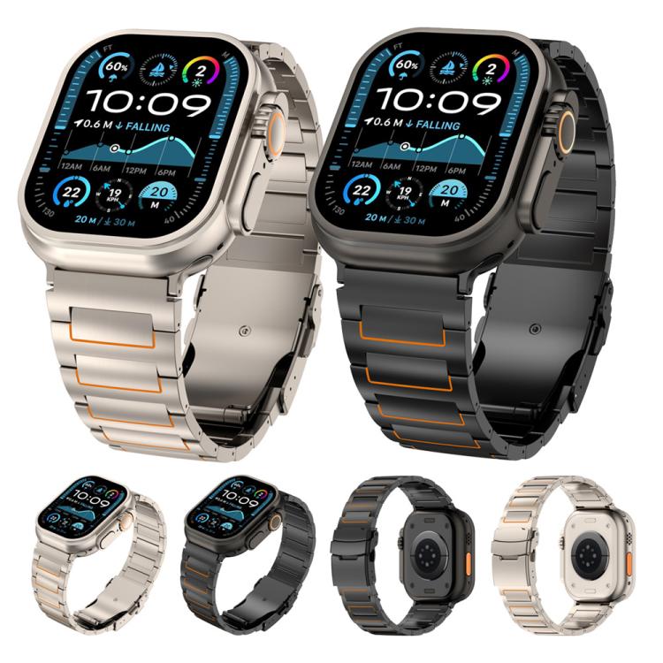 I-shaped Safety Clasp Titanium Alloy Watch Band, For Apple Watch 46mm / 49mm / 45mm / 44mm, For Apple Watch 42mm / 41mm / 40mm / 38mm