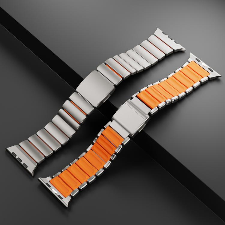 Magnetic Norman Buckle Integrated One-bead Stainless Steel Watch Band, For Apple Watch 46mm / 49mm / 45mm / 44mm